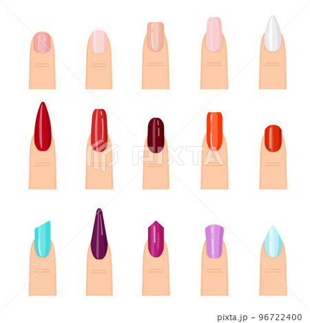 Nail icons set cartoon vector. Manicure salon. Spa polish 96722400