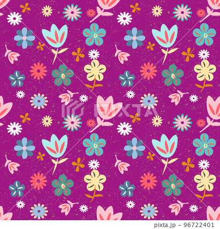 Floral seamless pattern on purple background 96722401