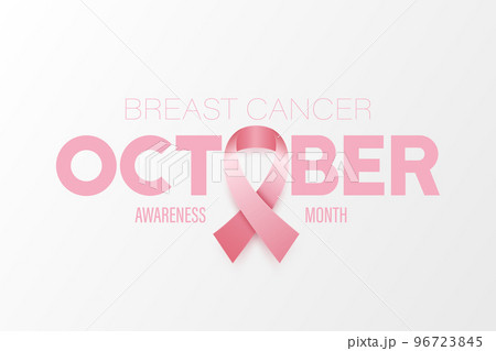 October. Breast Cancer Banner, Card, Placard with Vector 3d Realistic Pink Ribbon. Breast Cancer Awareness Month Symbol Closeup. World Breast Cancer Day Concept 96723845