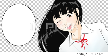 元気いっぱい　女子学生のイラスト（4） 96724758