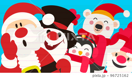 Christmas Cartoon Characters Funny Banner ,A set of happy Christmas characters 96725162