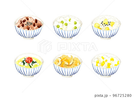 ごはんのセット 和食の手描き水彩イラスト素材集 ごはんのセット 和食の手描き水彩イラスト素材集 96725280