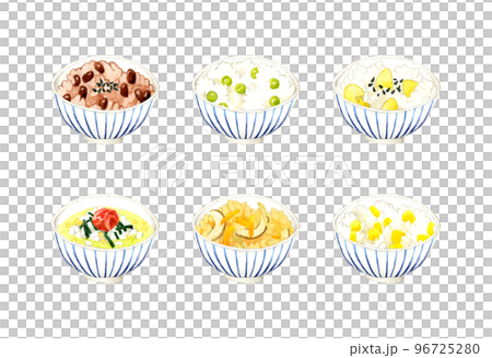 ごはんのセット 和食の手描き水彩イラスト素材集 ごはんのセット 和食の手描き水彩イラスト素材集 96725280