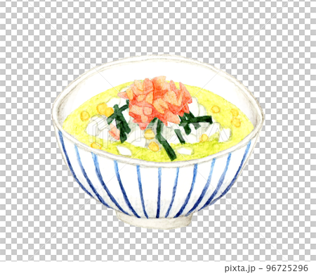 Ochazuke (salmon chazuke) Japanese hand-painted watercolor illustration material 96725296