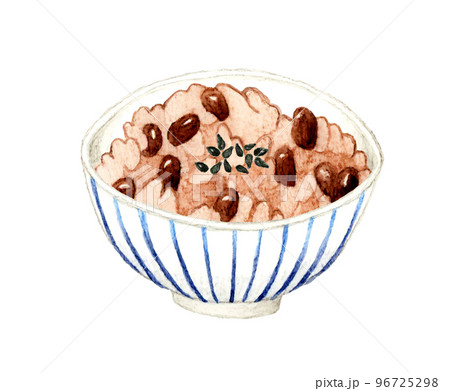 お赤飯 和食の手描き水彩イラスト素材のイラスト素材 [96725298] - …