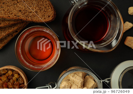 Concept of fresh drink, kvass, top view 96726049
