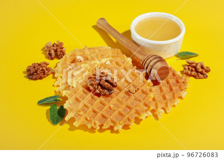 Concept of tasty food with wafers, close up 96726083
