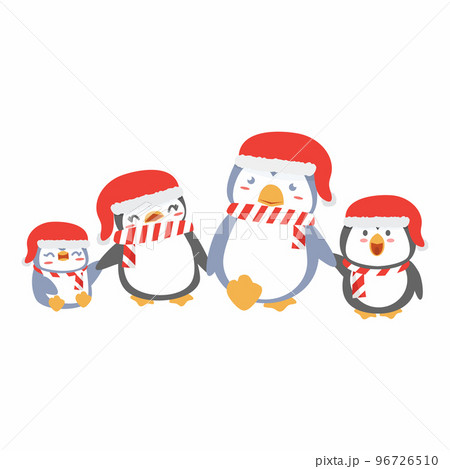 Cartoon happy penguin family with christmas 96726510