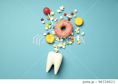 Concept of food bad for teeth, dental care concept 96726621