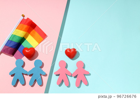 Concept of lgbtq parents family on two tone background 96726676