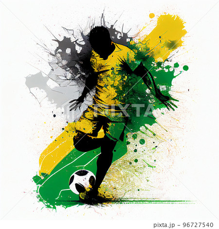 Brasil national football player. Brazilian soccer team. Brazil soccer poster. Abstract Brazilian football background Brasil national football player. Brazilian soccer team. Brazil soccer poster. Abstract Brazilian football background 96727540