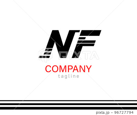 Initial Letter NF. Logo with line and striped. Initial Letter NF. Logo with line and striped. 96727794