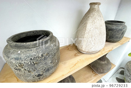 Beautiful antique pottery as part of interior house decoration good for multimedia background from java indonesia 96729233