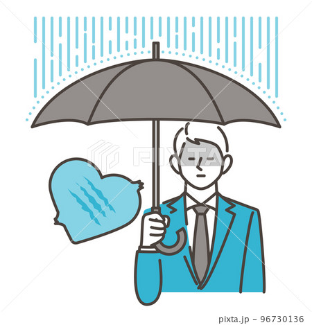 失恋やうつ病、心の病にかかって傷心の男性ビジネスパーソン【ベクターイラスト素材】 失恋やうつ病、心の病にかかって傷心の男性ビジネスパーソン【ベクターイラスト素材】 96730136