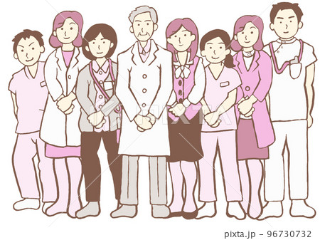 精神科チーム医療　医師・看護師・精神保健福祉士・作業療法士・薬剤師・臨床心理士・医事課　シンプル 96730732