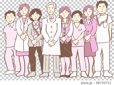 精神科チーム医療　医師・看護師・精神保健福祉士・作業療法士・薬剤師・臨床心理士・医事課　シンプル 96730732