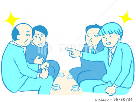 大人の発達障害　仕事の打ち合わせで空気の読めない発言をする男性のイラスト　シンプル 96730734