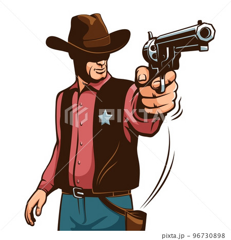 Cowboy sheriff with gun - retro illustration Cowboy sheriff with gun - retro illustration 96730898