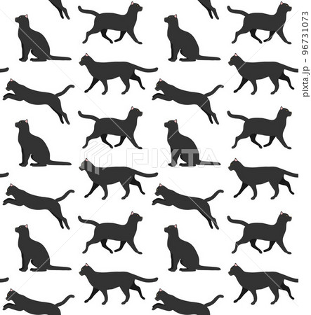 Vector seamless pattern of cats silhouette 96731073