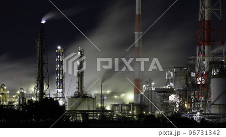 網干ボートパークで撮影した対岸のダイセル網干工場の夜景 96731342