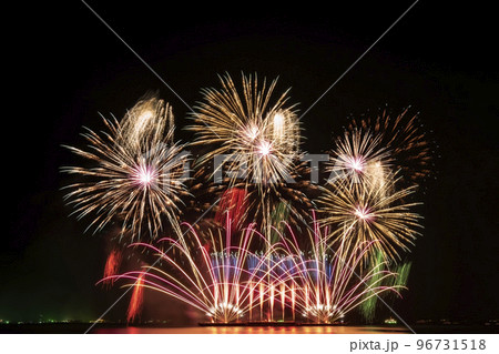 Real Fireworks display celebration, Colorful New Year Firework Real Fireworks display celebration, Colorful New Year Firework 96731518