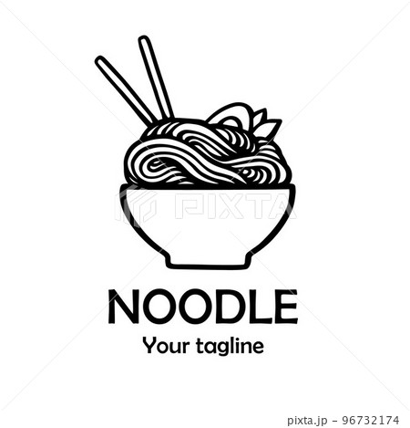 Asian Noodle and ramen logo design template. Chinese noodles in a bowl. Vector stock illustration. 96732174