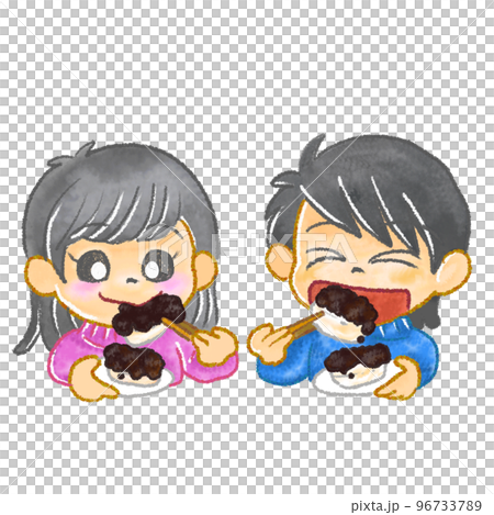 あんころ餅を食べる子ども達 96733789