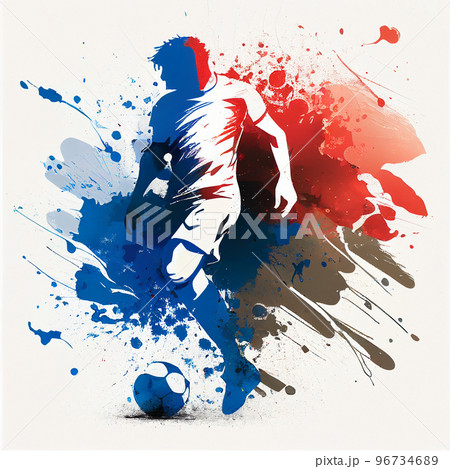 France national football player. France soccer team. French soccer poster. Abstract French football background 96734689