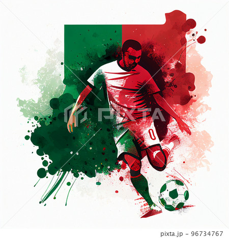 Portugal national football player. Portugal soccer team. Portuguese soccer poster. Abstract Portuguese football background 96734767