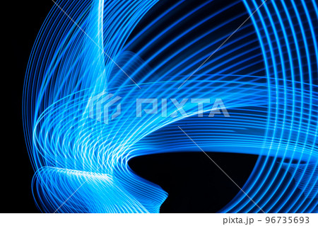 Abstract technology background of long exposure light on black. 96735693