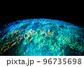 Digital planet technology earth. Shaped with blue and green connection glowing lines. 96735698