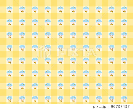 可愛い鬼のイラスト　チェック柄背景素材　節分などに 96737437