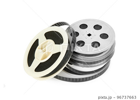 A 35mm film reels, isolated over white 96737663