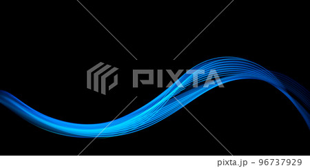 Technology futuristic abstract background neon light wave stripes on black. 96737929