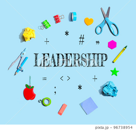 Leadership with school supplies - flat lay 96738954