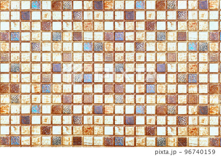 Checkered warm surface with brown orange and blue colors Checkered warm surface with brown orange and blue colors 96740159