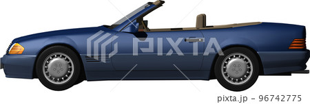 ドイツの旧車ベンツslのオープンカー切抜き画像。背景透明イラスト 96742775
