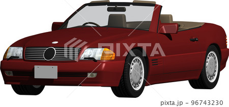 ドイツの旧車ベンツslのオープンカー切抜き画像。背景透明イラスト 96743230