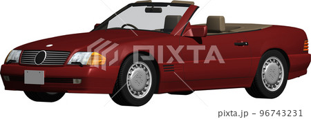 ドイツの旧車ベンツslのオープンカー切抜き画像。背景透明イラスト 96743231