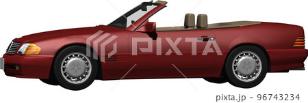 ドイツの旧車ベンツslのオープンカー切抜き画像。背景透明イラスト 96743234