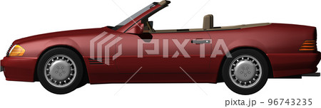 ドイツの旧車ベンツslのオープンカー切抜き画像。背景透明イラスト 96743235