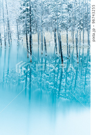 北海道の冬景色 美瑛町の青い池 北海道の冬景色 美瑛町の青い池 96743255