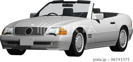 ドイツの旧車ベンツslのオープンカー切抜き画像。背景透明イラスト 96743375