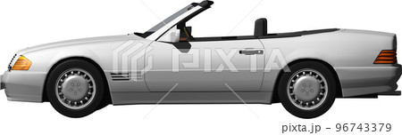 ドイツの旧車ベンツslのオープンカー切抜き画像。背景透明イラスト 96743379
