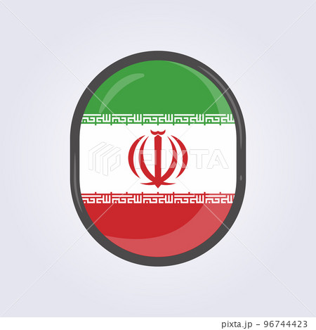 glowing iran flag in badge icon symbol vector illustration design