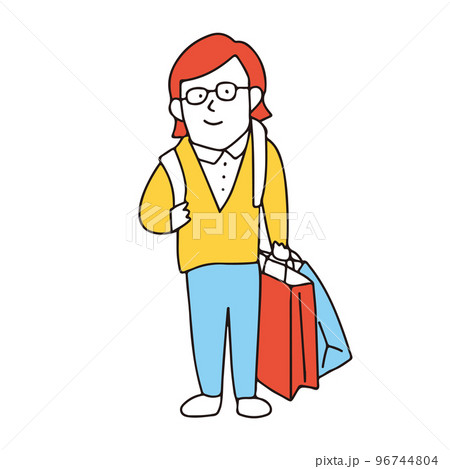 紙袋を持ってリュックを背負ったオタク 96744804
