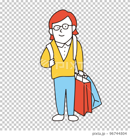紙袋を持ってリュックを背負ったオタク 96744804