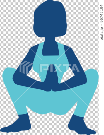 一個容易分娩的女人（Malasana）練習瑜伽的人插圖素材 96745194
