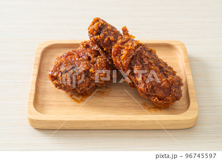 fried chicken with spicy Korean sauce fried chicken with spicy Korean sauce 96745597