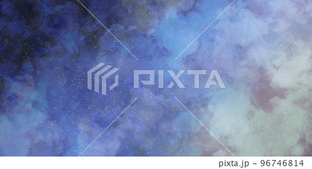 雲とアルコールインクアートのマーブル・抽象横長背景バナー)紺から黄緑のグラデーション 雲とアルコールインクアートのマーブル・抽象横長背景バナー)紺から黄緑のグラデーション 96746814